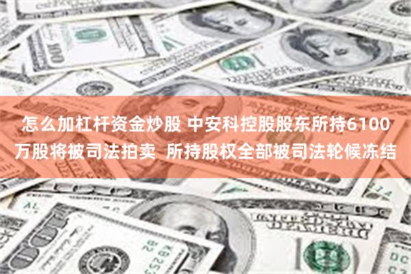 怎么加杠杆资金炒股 中安科控股股东所持6100万股将被司法拍卖  所持股权全部被司法轮候冻结